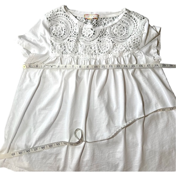 Eri + Ali White Floral Crochet Blouse Short Sleeve Boho Anthology - Picture 4 of 7